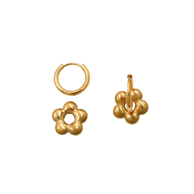 Women's Romantic Retro Geometric Stud Earrings Diamond-Embellished Stainless Steel Gold Plating Bezel Setting Simple Floral