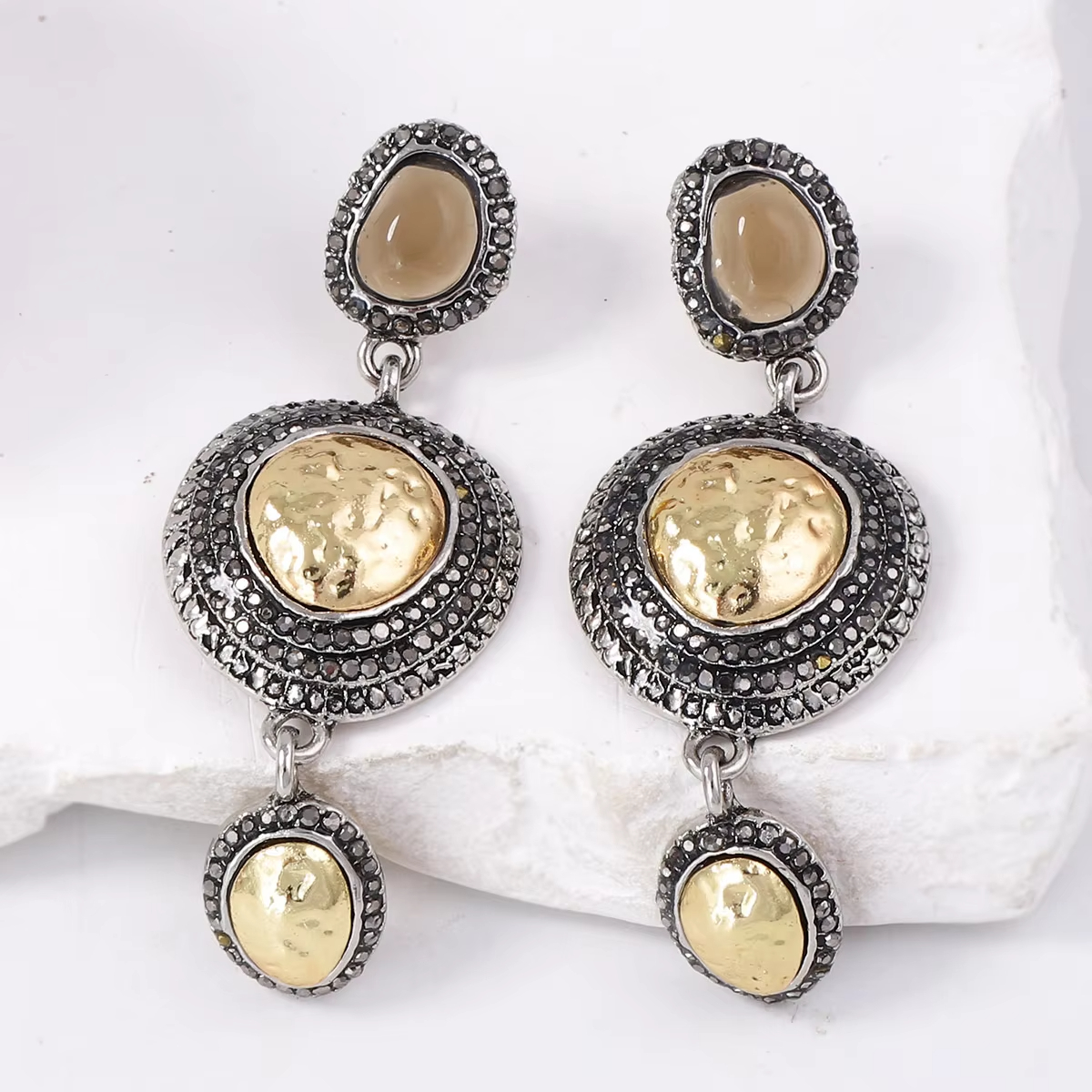 Women's ZA Cross-Border Artistic Retro Personalized Trendy Light Luxury High-End Designed Alloy Geometric Earrings