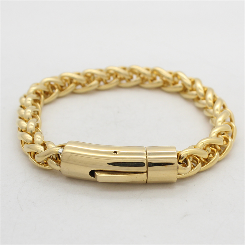 Women Jewelry Set Miami Spiga Wheat Chain Bracelet Bangle 18K Gold Plated Stainless Steel Bracelet for Accessories