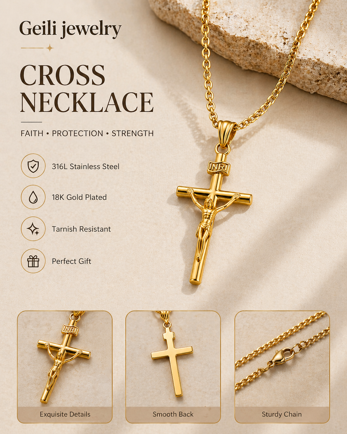 Zircon Stainless Steel Cross Necklace Fashion Guide