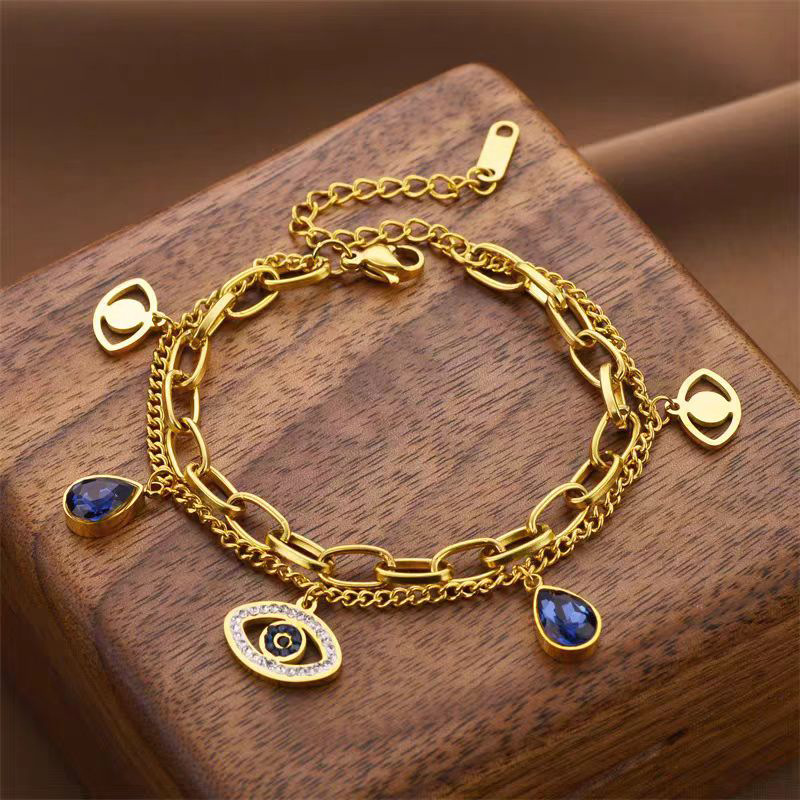 Gold Plated Chain Bracelet with Mickey & Flower Charms – Fashion Adjustable Jewelry