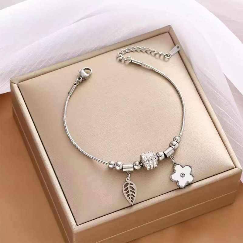 Gold Plated Chain Bracelet with Mickey & Flower Charms – Fashion Adjustable Jewelry