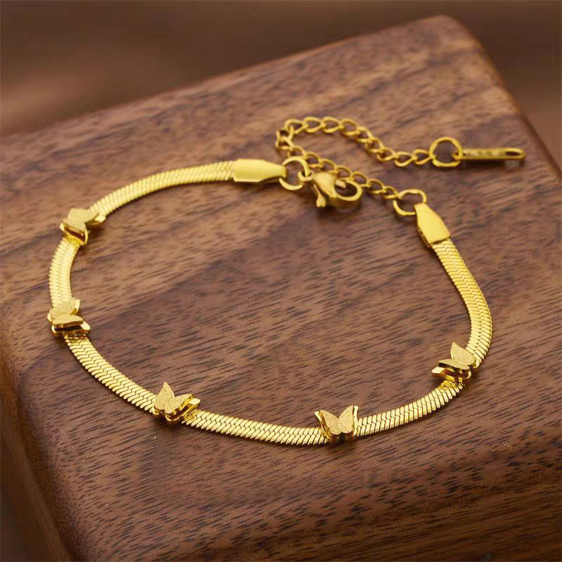 Gold Plated Chain Bracelet with Mickey & Flower Charms – Fashion Adjustable Jewelry