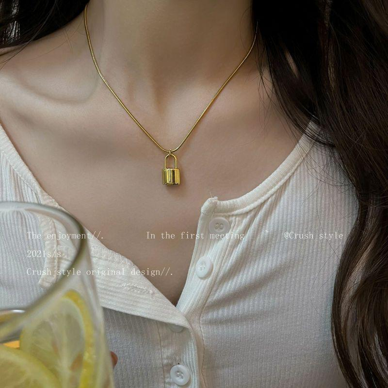 Minimalist Gold Padlock Necklace for Women - Korean Style Crush Original Design