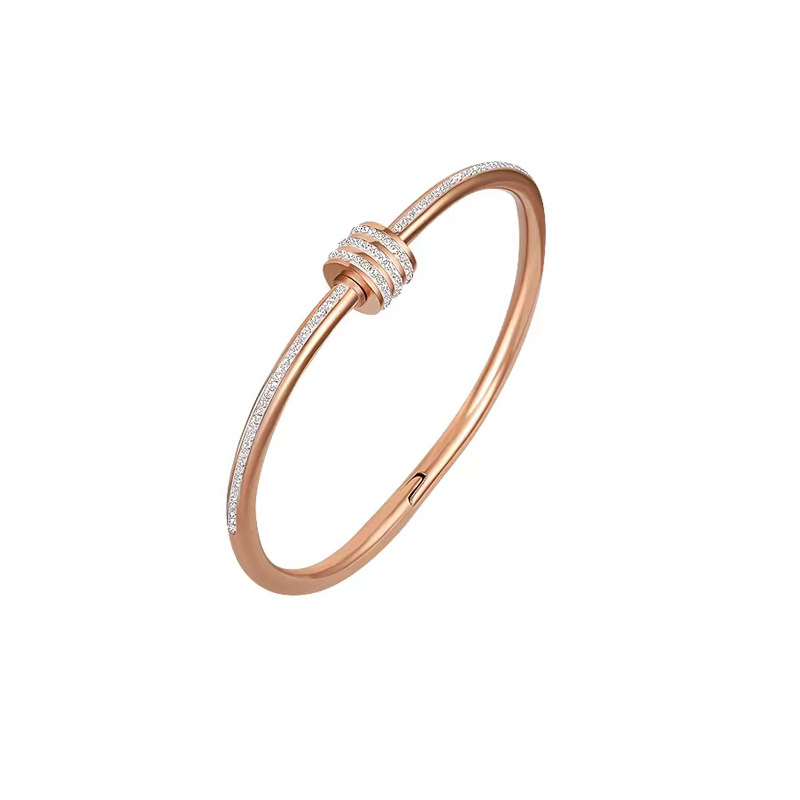 Rose Gold Lock Design Crystal Bangle Bracelet – Asian Jewelry Online from China Store