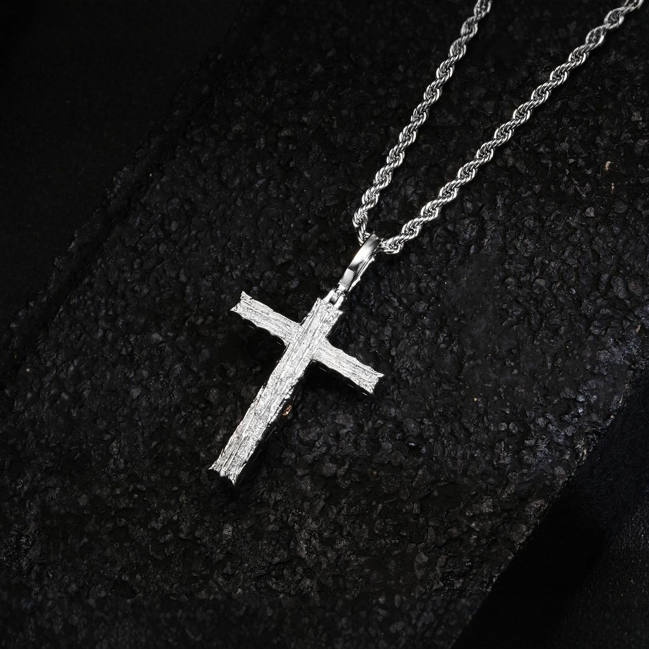 Men's Jesus Cross Necklace, Two-Tone Rope Chain Best Cross Necklaces for Men