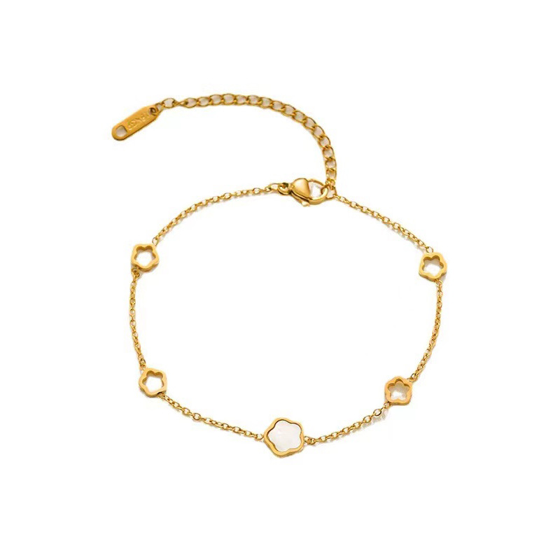 Minimalist Gold Plated Flower Charm Bracelet for Women – Delicate Chain Jewelry