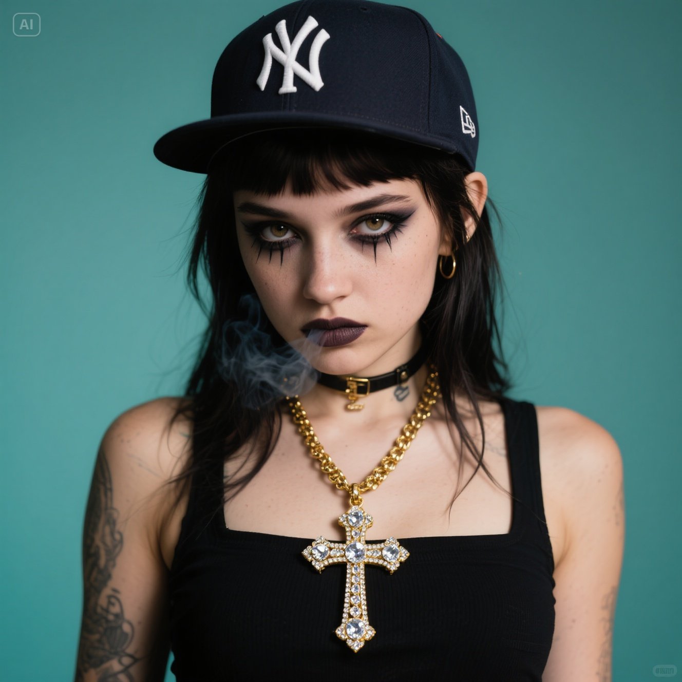 Big Cross Pendant Necklace – Gold Statement Chain with Sparkling Zirconia