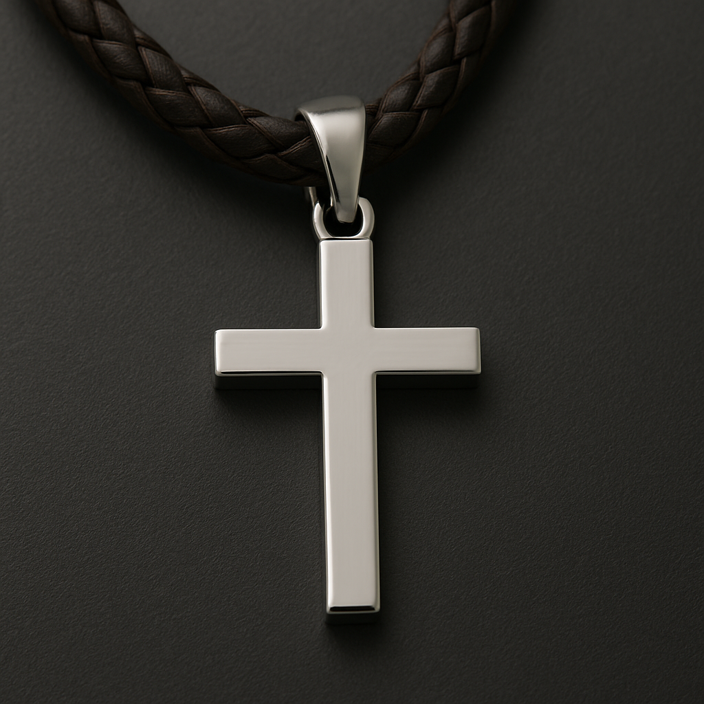 Braided Leather Necklace Cord Cross Pendant – Timeless Stainless Steel Cross
