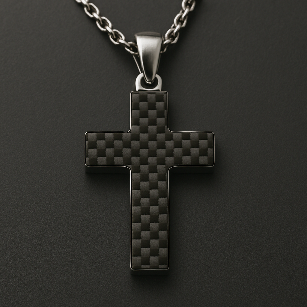 Carbon Fiber Cross Pendant Necklace – Modern and Sleek Design