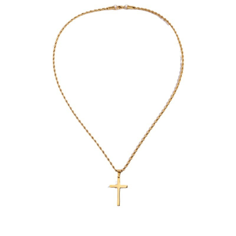 Best Catholic Necklace for Men – Classic Gold Cross Pendant Catholic Jewelry