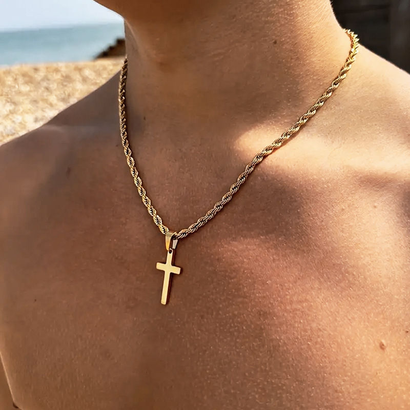 Best Catholic Necklace for Men – Classic Gold Cross Pendant Catholic Jewelry