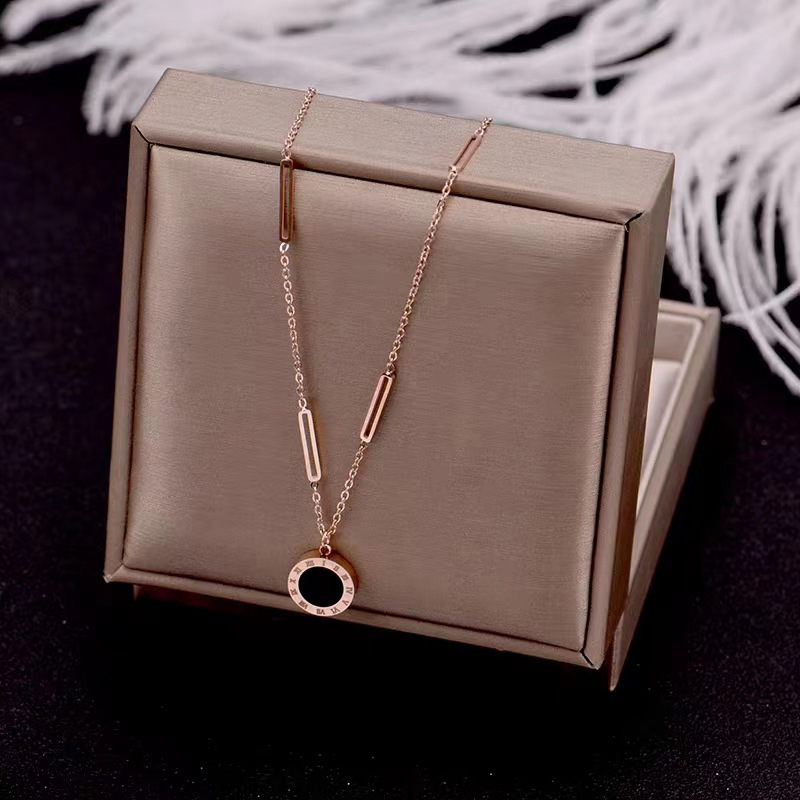 High Quality Geometric Black Circle Stainless Steel Pendant Necklace, Ladies & Mens Jewelry