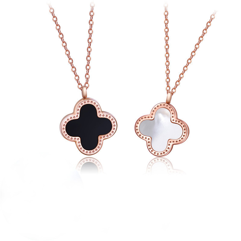 Elegant Black Clover Pendant Necklace by Chinese Jewelry Manufacturer