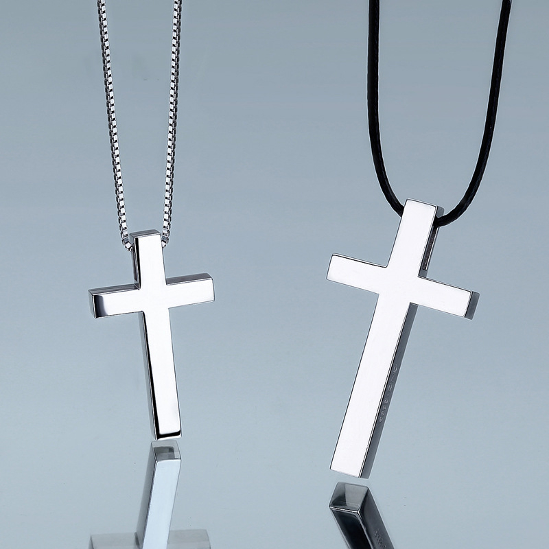 Chunky Silver Cross Pendant Large Sterling Silver Cross Necklace Men's Religious Jewelry