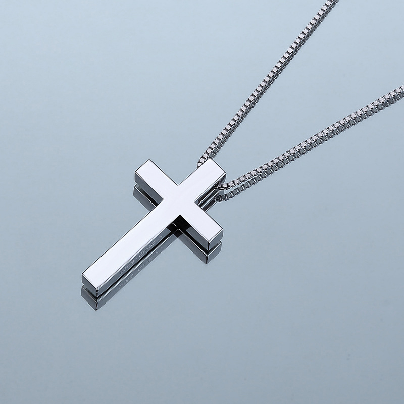 Chunky Silver Cross Pendant Large Sterling Silver Cross Necklace Men's Religious Jewelry