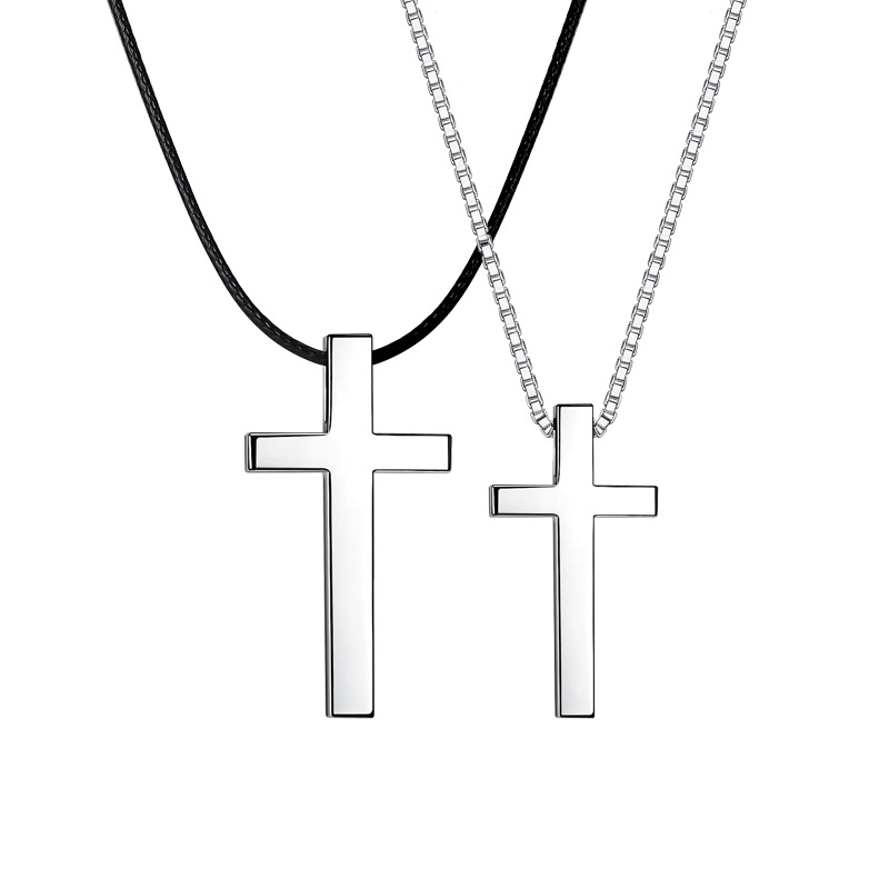 Chunky Silver Cross Pendant Large Sterling Silver Cross Necklace Men's Religious Jewelry