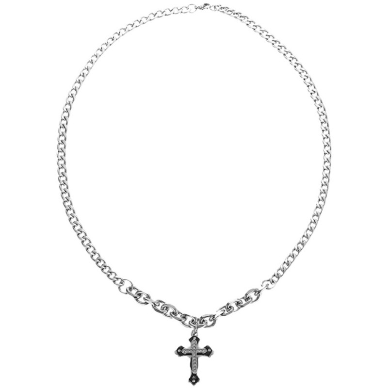 Affordable Cross Necklace for Men Silver Stainless Steel Cool Chain
