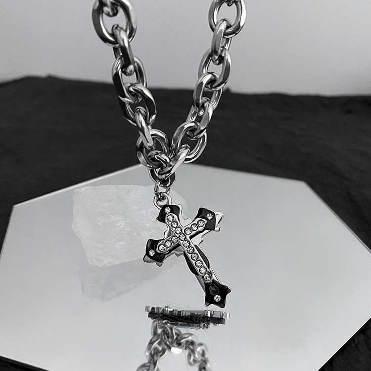 Affordable Cross Necklace for Men Silver Stainless Steel Cool Chain