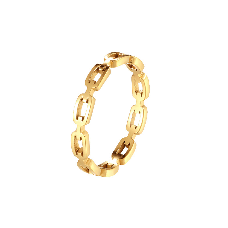 Titanium Steel Chain Link Couple Ring - Gold, Steel & Rose Gold Options