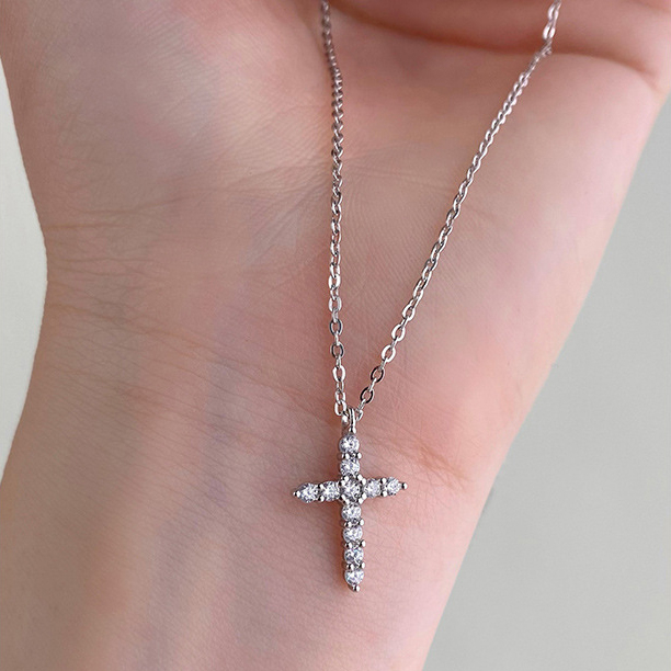 Sterling Silver Cross Charm – CZ Cross Pendant for Necklace or Bracelet