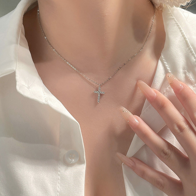 Sterling Silver Cross Charm – CZ Cross Pendant for Necklace or Bracelet