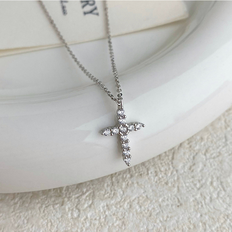 Sterling Silver Cross Charm – CZ Cross Pendant for Necklace or Bracelet