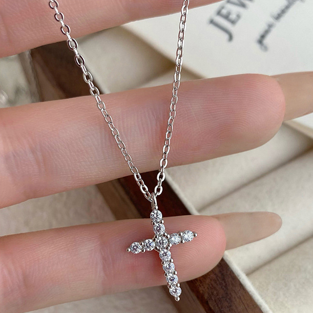 Sterling Silver Cross Charm – CZ Cross Pendant for Necklace or Bracelet