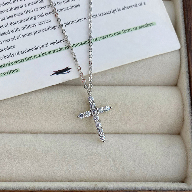 Sterling Silver Cross Charm – CZ Cross Pendant for Necklace or Bracelet