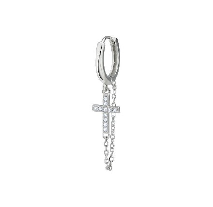 Sterling Silver Cross Dangle Earring – Minimalist Drop Charm for Women