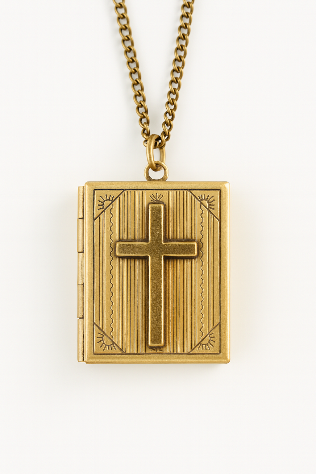 Vintage Gold Cross Locket Necklace – Classic Religious Cross Locket Pendant