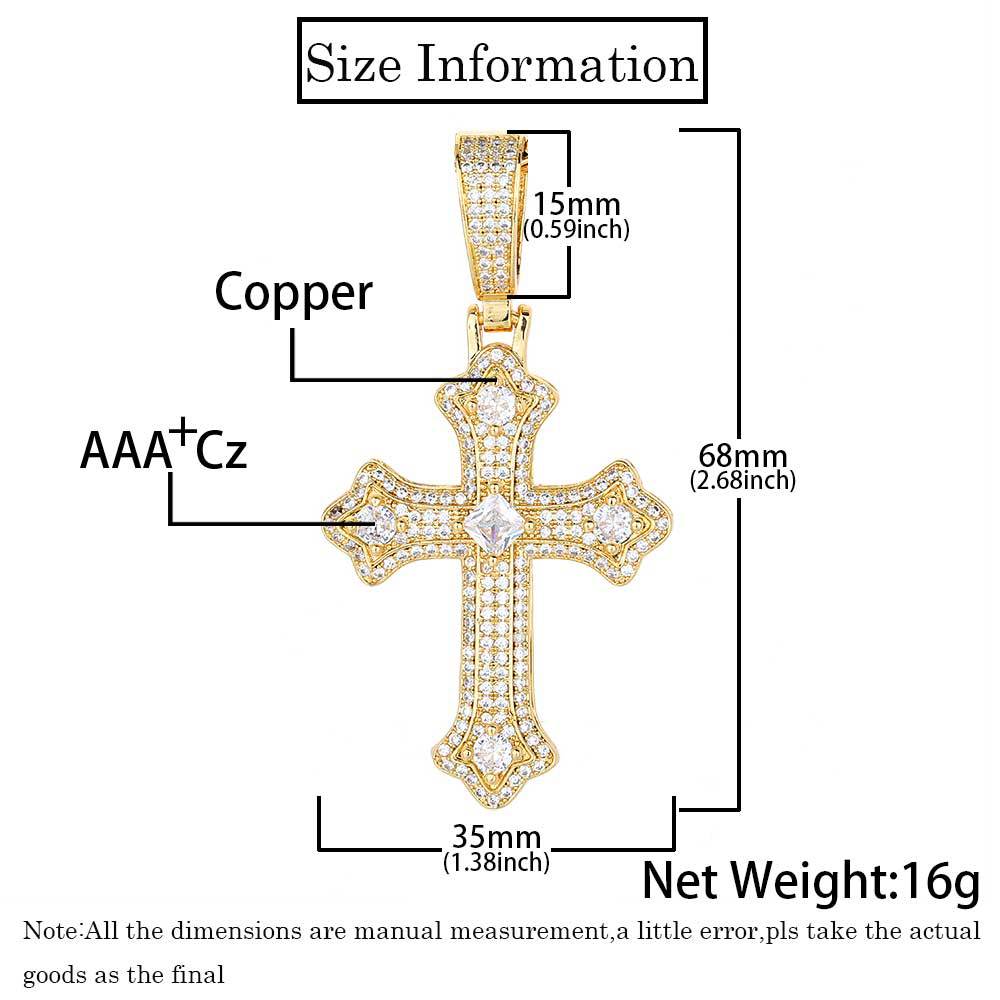 Men's Gold Cross Necklace with Iced Out CZ Pendant – Stainless Steel Religious Jewelry