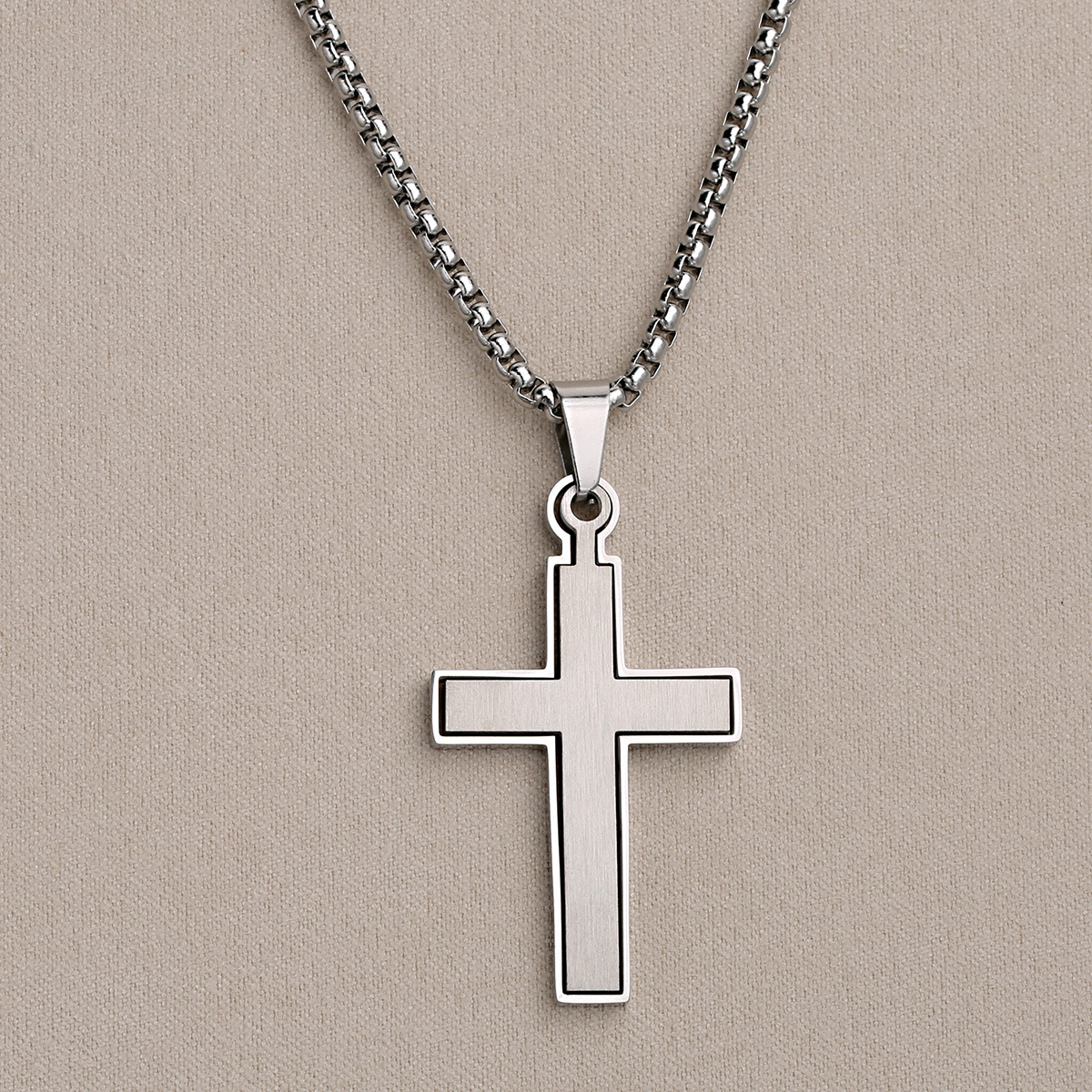 Stainless Steel Cross Necklace for Men - Modern Simple Design