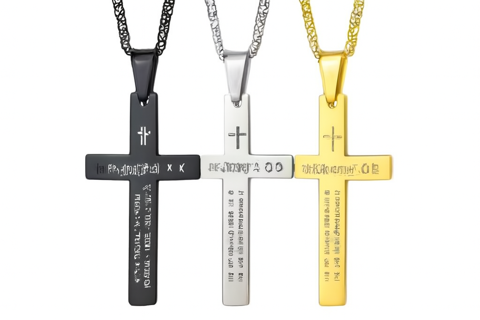 Men's Cross Necklace with Bible Verse