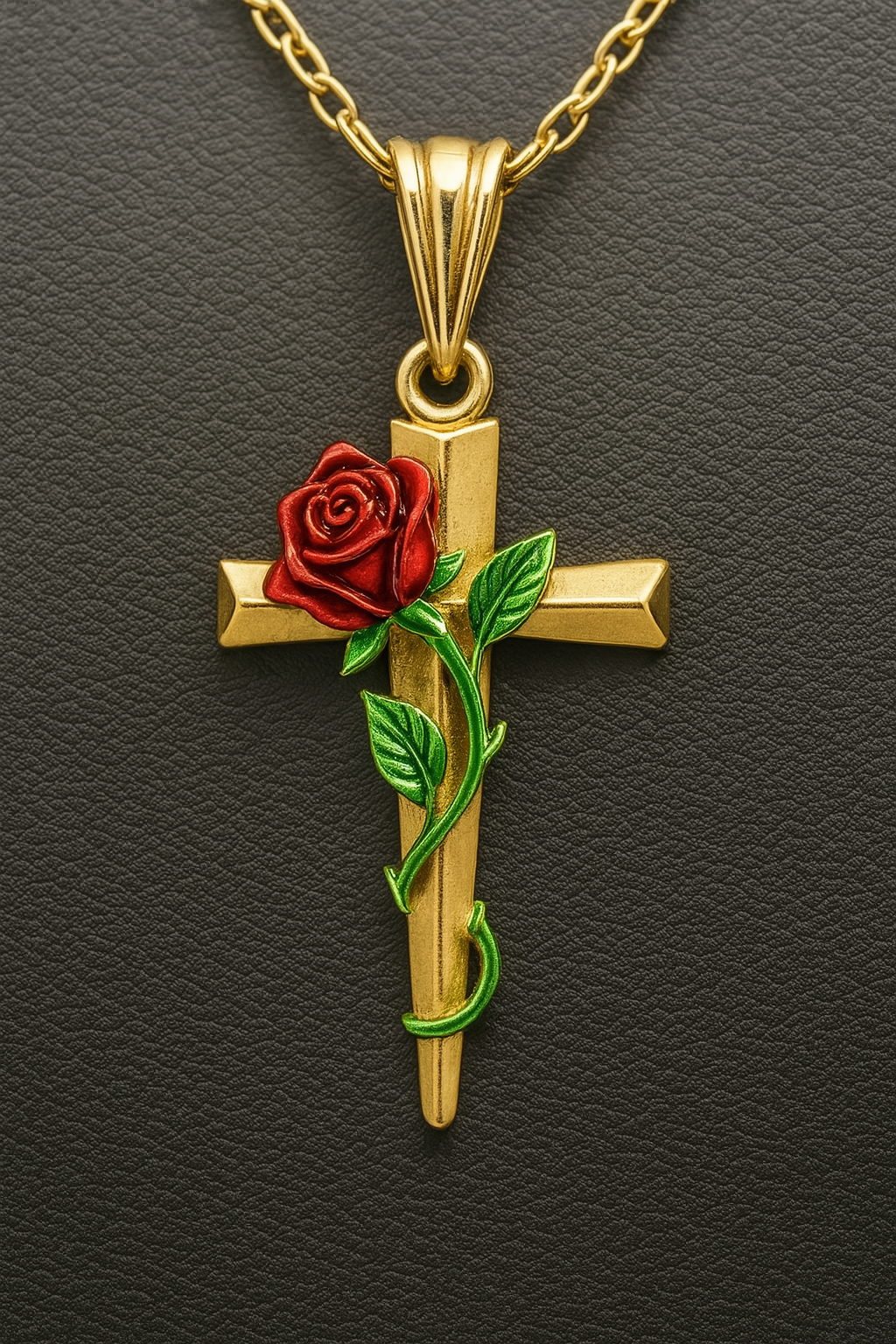 Cross with Rose Necklace – Symbol of Faith and Love