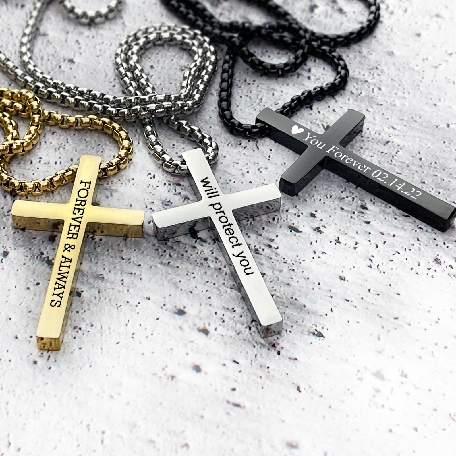 Custom Cross Necklace – Personalized Chain for Men & Women | Engraved Cross Pendant