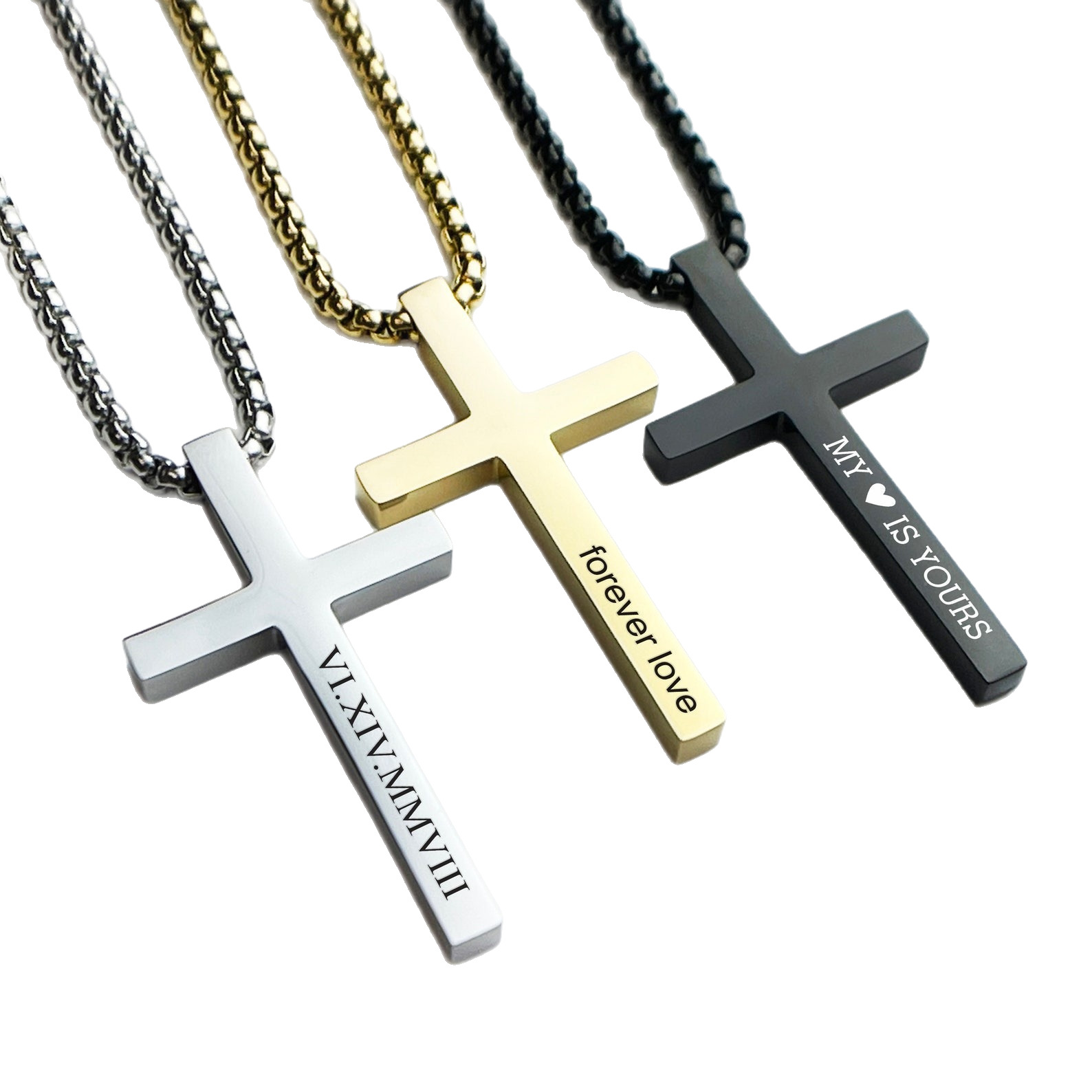 Custom Cross Necklace – Personalized Chain for Men & Women | Engraved Cross Pendant