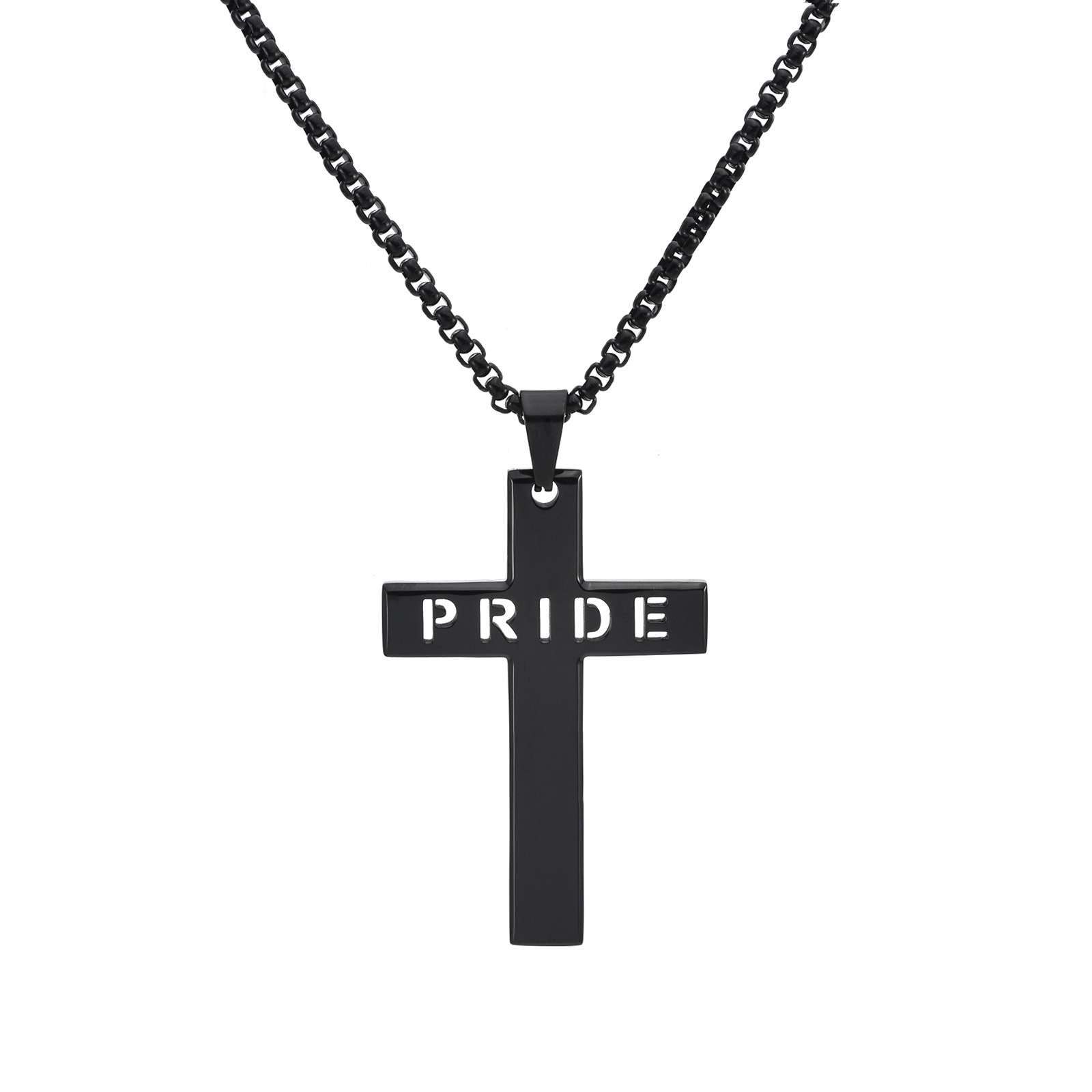 Custom Engraved Cross Necklace – Personalized Stainless Steel Pendant for Men and Women