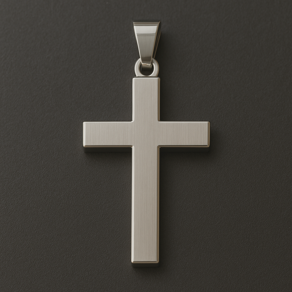 Custom Stainless Steel Pendant – Sleek Cross Metal Necklace