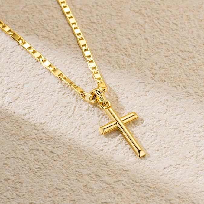 Elegant Dainty Gold Cross Pendant Necklace – Minimalist Cute Delicate Jewelry