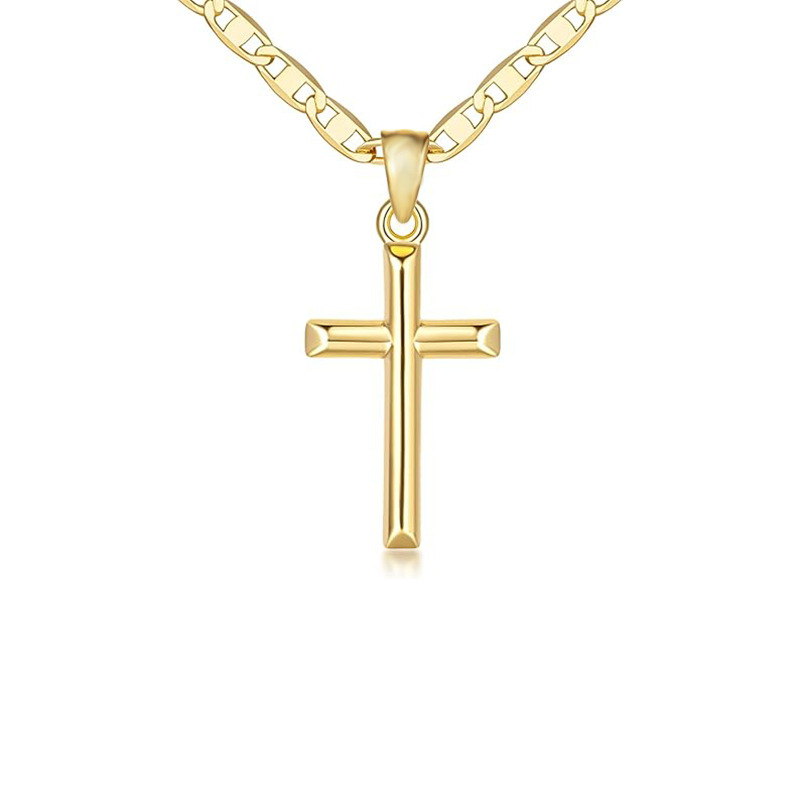 Elegant Dainty Gold Cross Pendant Necklace – Minimalist Cute Delicate Jewelry