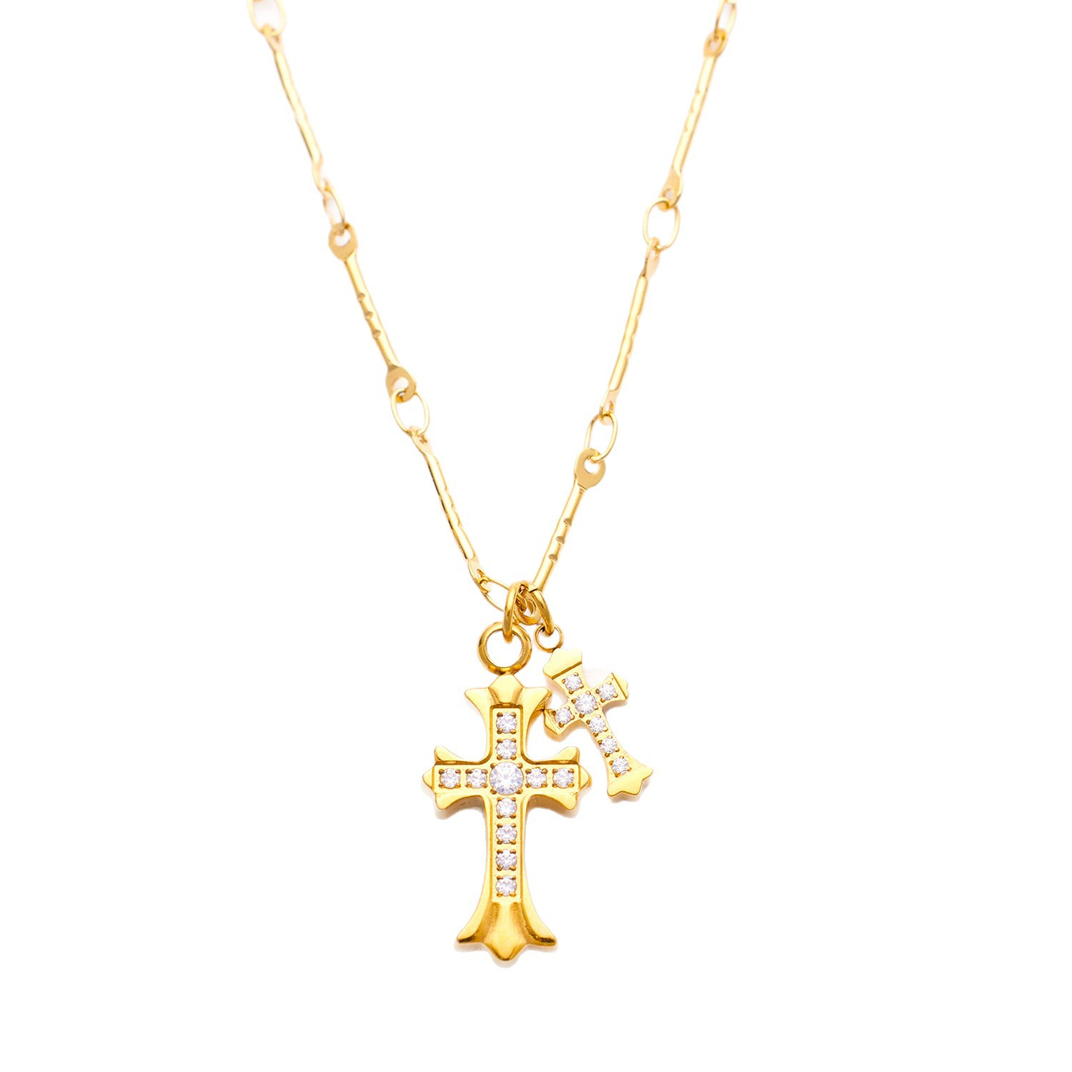 Dainty Gold Cross Pendant Necklace for Women – Elegant Layered Necklace with Cubic Zirconia, Minimalist Jewelry Gift
