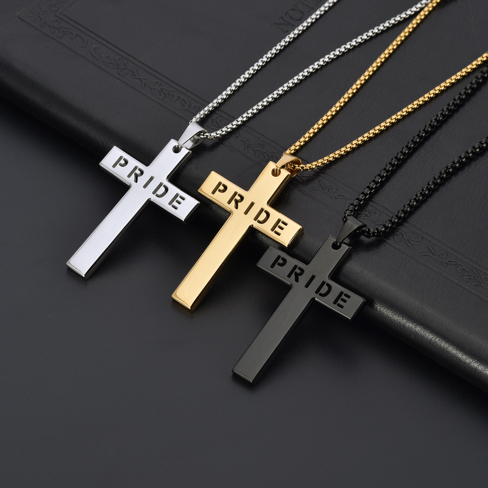Custom Engraved Cross Necklace – Personalized Stainless Steel Pendant for Men and Women