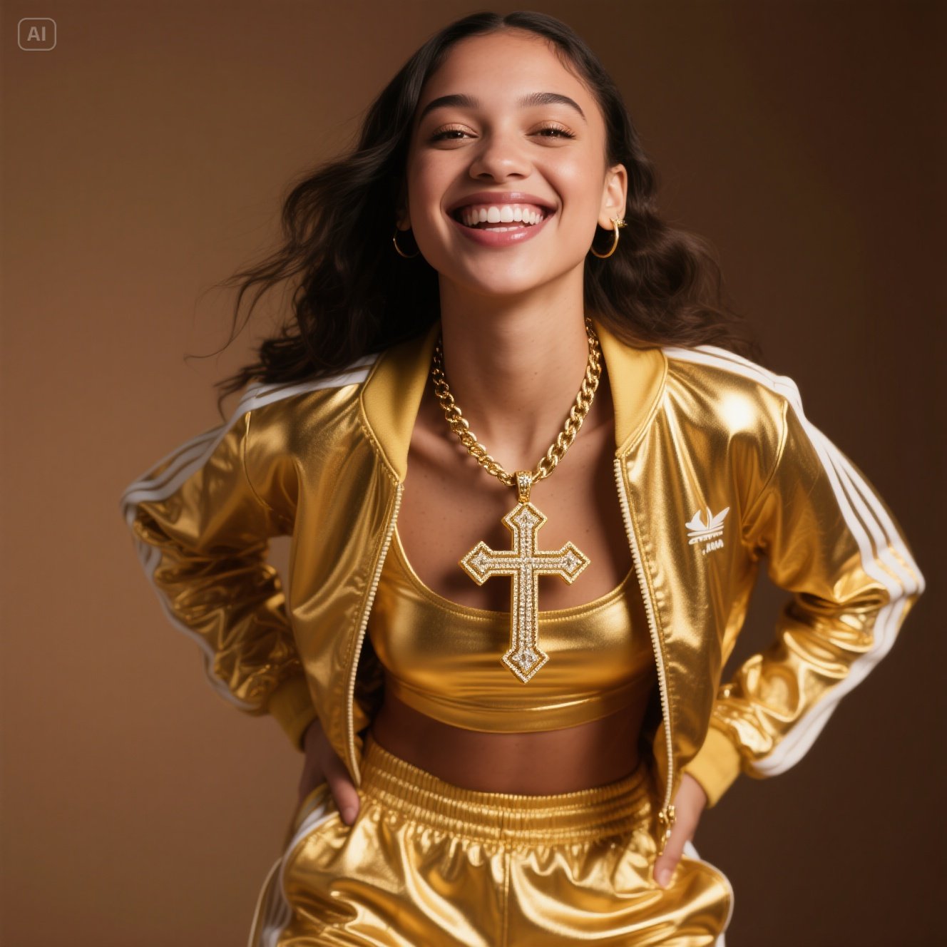 Extra Large Bling Cross Pendant Necklace – Gold Cuban Chain Hip Hop Style