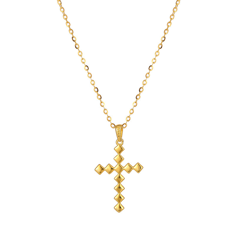 Geometric Gold Sideways Cross Necklace for Women