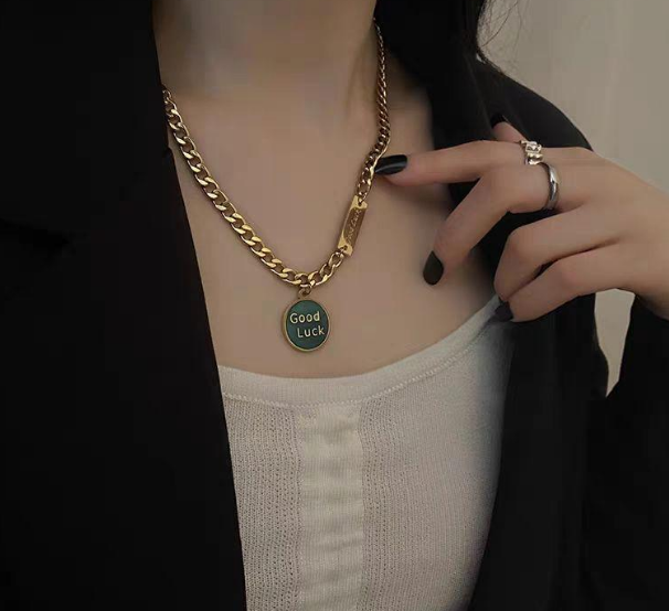 Double Layer Titanium Steel Heart Pendant Necklace – Pixel & Hollow Heart Design