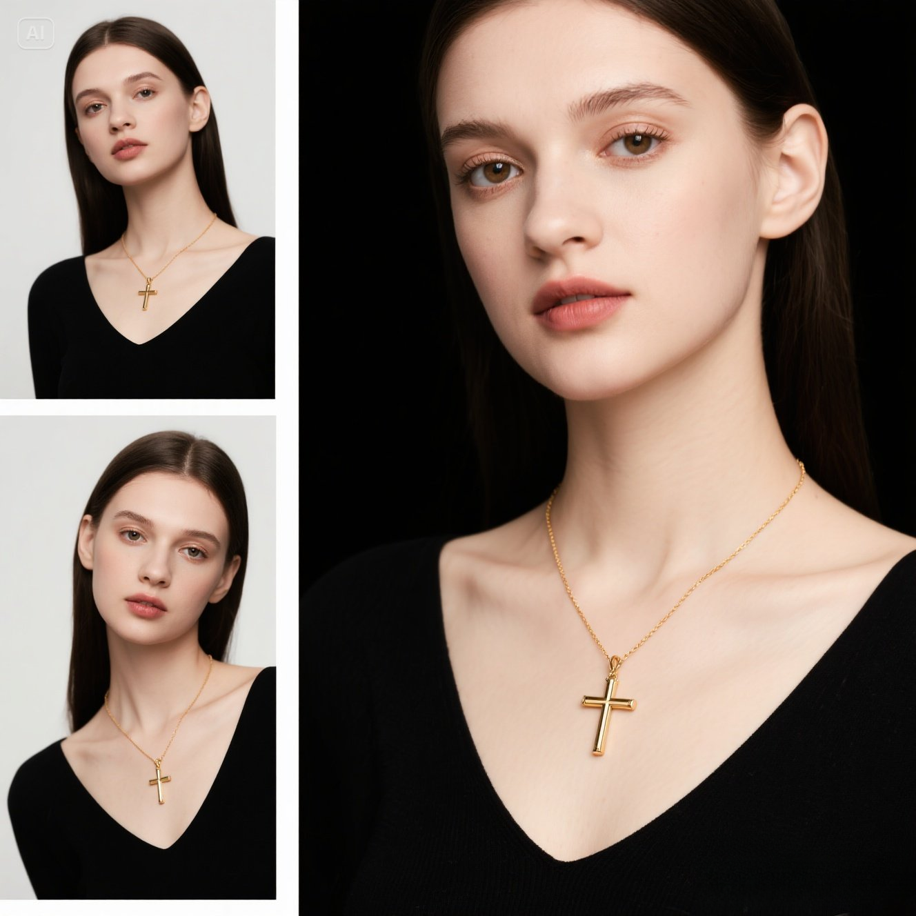 Huge Gold Cross Pendant Necklace – 18K Plated Statement Jewelry for Women