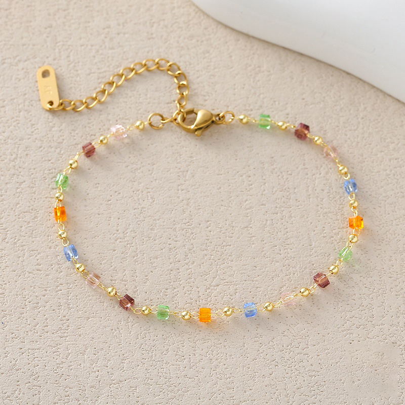 Elegant Gold Snake Chain Bracelet with Green Square Gemstones – Wholesale Gemstone Jewelry