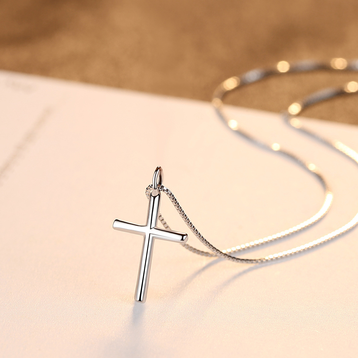 Minimalist Silver Horizontal Cross Necklace for Women