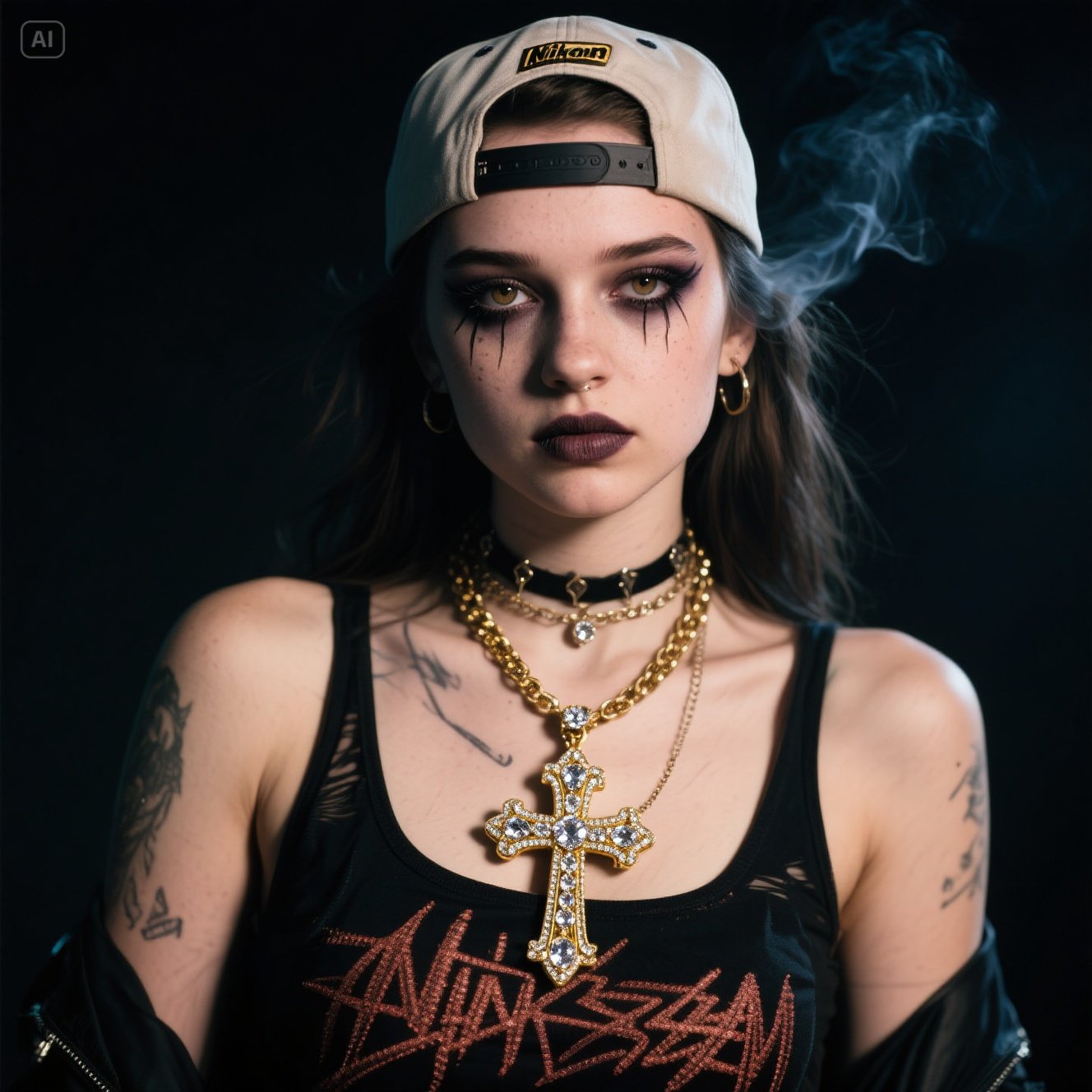 Large Diamond Cross Pendant Necklace – Bold Gold Chain with Cubic Zirconia